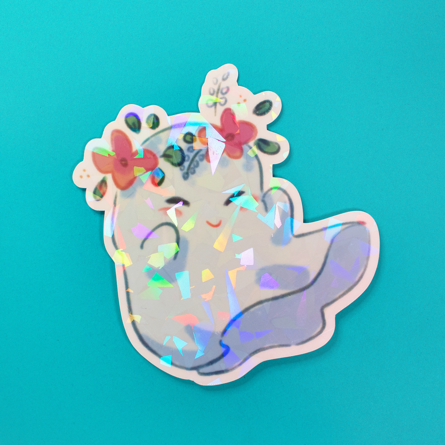 Holo Flowercrown Ghostie Sticker